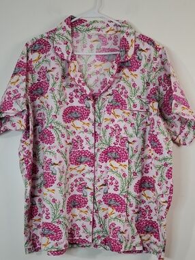 Print Fresh Pajama Top Size 4X Queen Lotus Pink Cloud